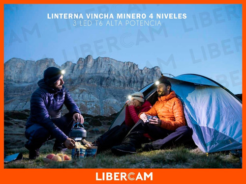 Linterna Minero Vincha Cabeza 3 Leds Cob Bateria Cargador 3