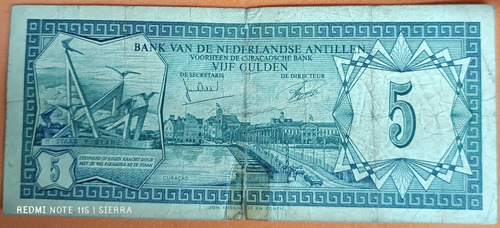 Billete 5 Gulden Nederlandse Antillen 1972