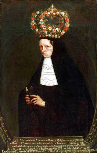 Lienzo Tela Retrato Monja Coronada Reverenda Madre María