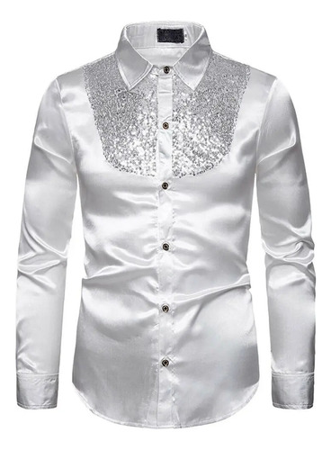 Disfraz De Club Nocturno Para Hombre, Camisa Con Lentejuelas