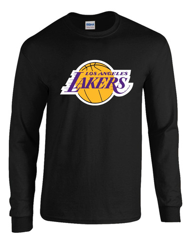 Camibuso Negro Camiseta Manga Larga Los Angeles Lakers.m2