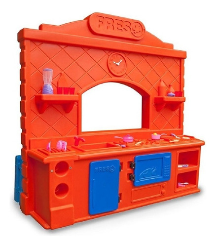 Grande Cozinha Infantil Completa De Brinquedo - Freso Cor Azul Com Laranja