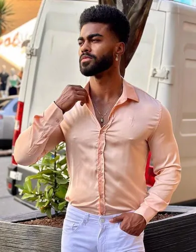 Camisao Masculino Slim Zip Off Acetinado Parcelamento sem juros