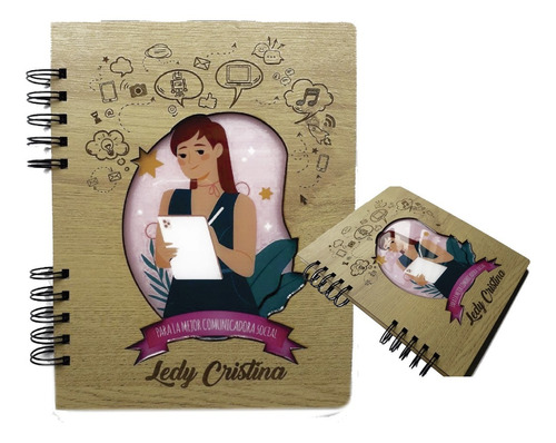 Libreta Cuaderno Agenda Personalizada En Madera Envio Gratis