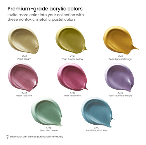 Juego De Pinturas Acrilicas Pastel Metalico 8 Colores 120 Ml