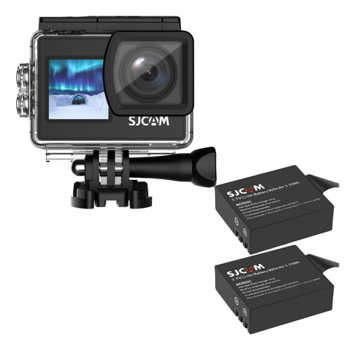 Kit Cámara 4k Sjcam Sj4000 Pantalla Doble Más 2 Baterías