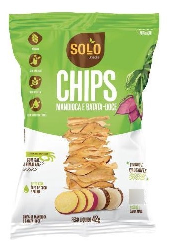 Kit 3x: Chips De Batata Doce/mandioca Assado Solo Snacks 42g