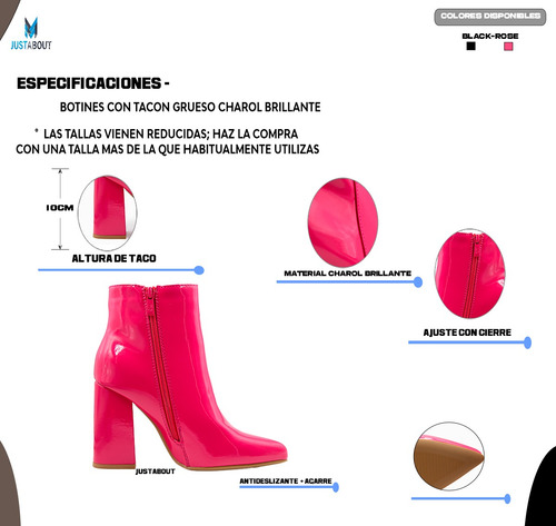 Botin De Mujer Charol Plataforma Colores Botines