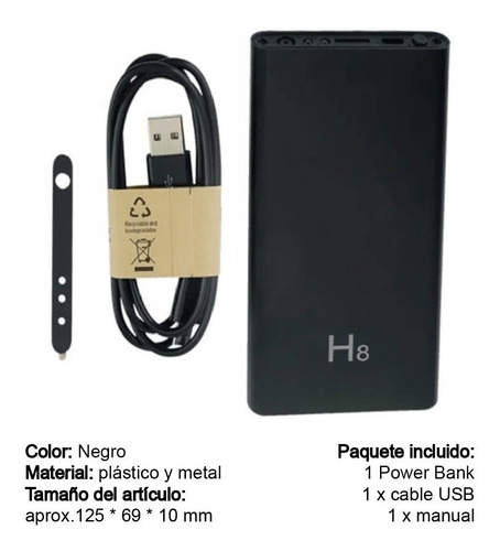Power Bank-cámara Oculta Wifi-1080p 4k-mod H8 + Micro Sd 32