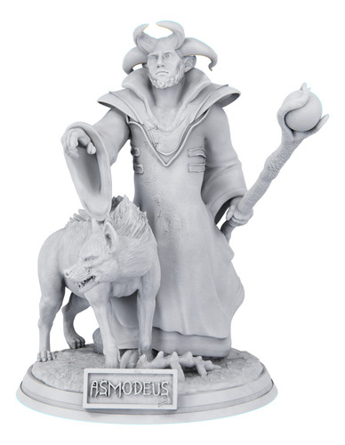 Estátua Imagem Asmodeus Escultura Resina Cor Cor Mármore