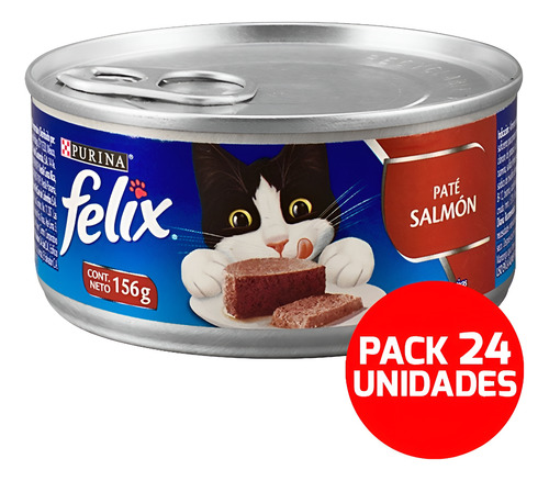 Alimento Gato Felix Pate De Salmon Lata 156g Pack 24un