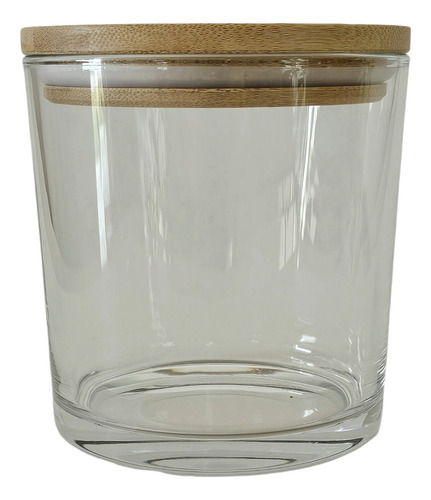 Vaso Para Vela 10 X 10 Cm Con Tapa De Bamboo