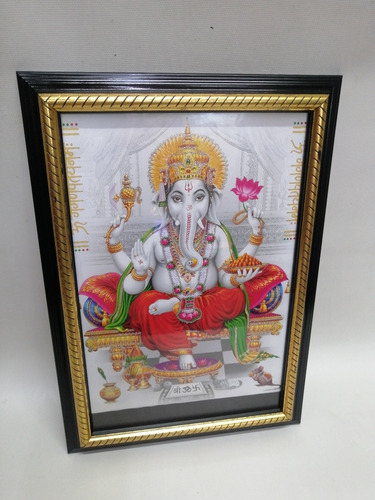 Cuadro Hindu De Postal Antiguo Ganesha Marco En Marmolina 