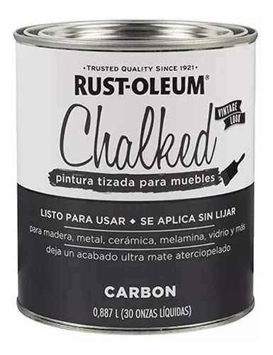Imagen 1 de 6 de Esmalte Vintage Chalked Tiza Rust Oleum Carbon 0.9lt Muebles