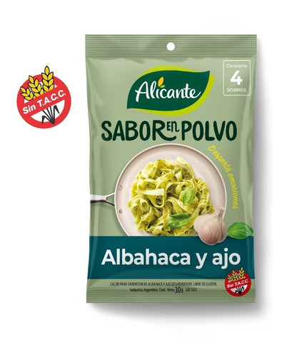 Alicante Sabor En Polvo Albahaca Ajo X 4 Sobres