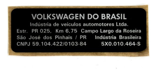 Etiqueta Adesiva De Identificação Vw - Volkswagen Fox