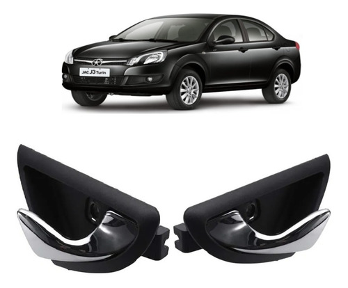 Imagem 1 de 8 de Par Maçaneta Interna Portas Dianteiras Jac J3 2009 Até 2015