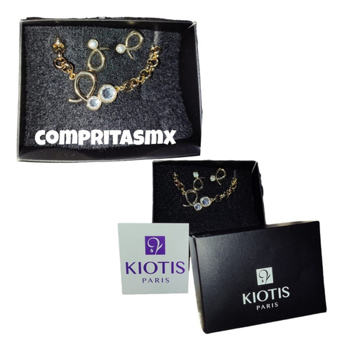 Kit Collar Y Arete Elegante Kiotis Paris  Con Pedreria