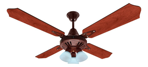 Ventilador Techo Giro Reversible Marron Pala Madera Con Luz