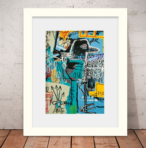 Quadro Basquiat Street Art 56x46cm Vidro + Paspatur W2398