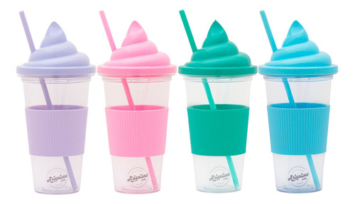 Imagen 2 de 6 de Vaso Helado Tapa Sorbete Bebida Jugo Licuados Adulto Niños