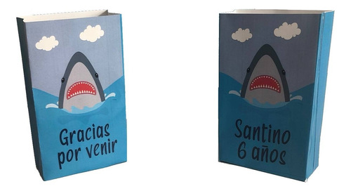 Bolsas Golosineras Personalizadas X 20 Tiburón Tiburones