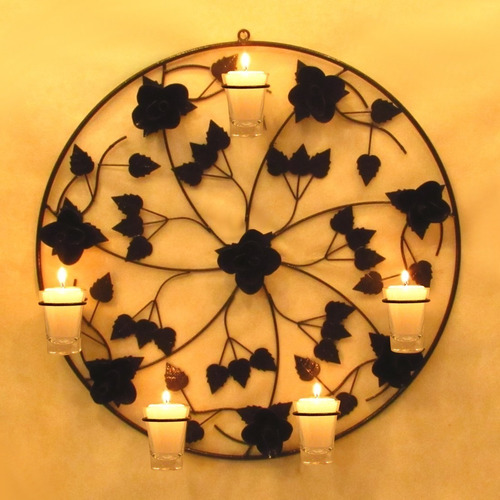 Mandala Rosas 50 Cm Decoração Parede Ferro Vintage