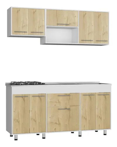 Cocina Integral Wester, Café Claro Y Blanco, Mesón Derecho