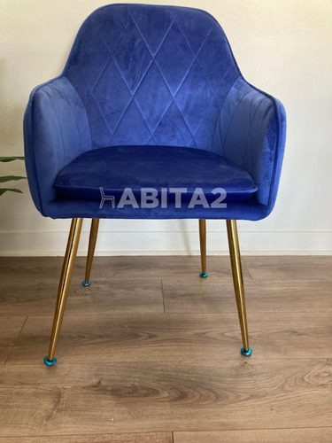 Pack 2 Sillas Terciopelo Patas Doradas Respaldo Estructura de la silla Azul