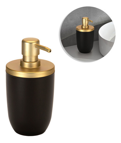 Porta Sabonete Líquido Dispenser Detergente 500ml Preto Cor Dourado/Preto