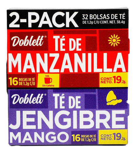 2 Pack Té Doblett Manzanilla/jengibre Mango 38.4g