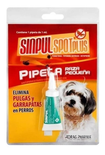 Pipeta Antigarrapata Sinpul Spot Plus Raza Pequeña Hasta 5kg