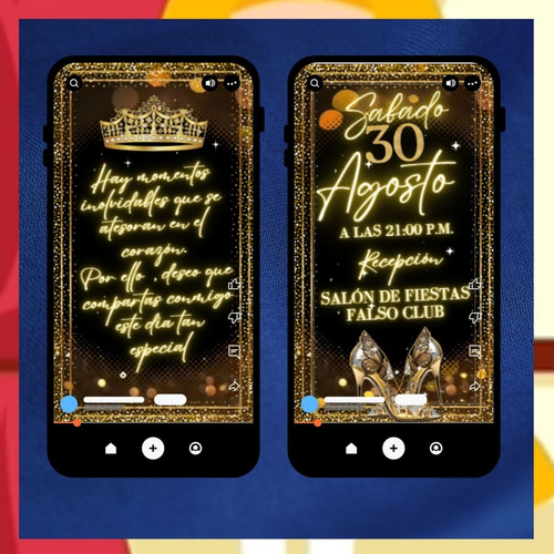 Invitación Digital Animada 15 Años Dorados - Tiziben 15 Años Dorados