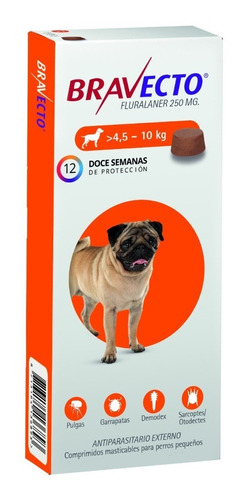 Pastilla Bravecto 4.5 A 10 Kg No Pulgas Y Garrapatas 3 Meses