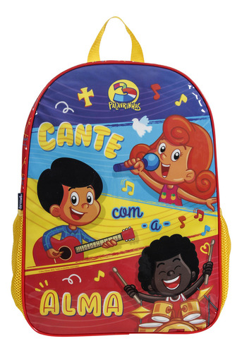 Mochila Costas Escolar Infantil 3 Palavrinhas  Vermelho