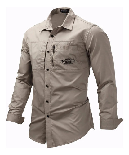 Camisa Militar Para Hombre De Manga Larga Con Solapa Táctica