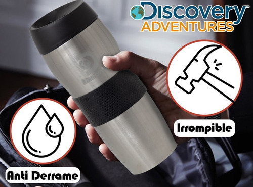 Imagen 3 de 10 de Vaso Termico Cafe Acero Inoxidable Protector Goma Discovery