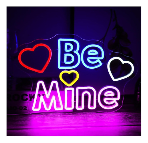 Letrero Led Neon Be Mine Frase Amor 29*43cm Luminoso