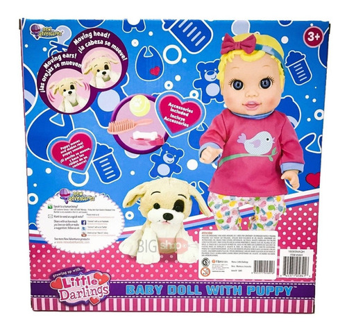 Imagen 4 de 8 de Muñeca Bebe C/ Perrito Sonido Original Tv Pce 5841 Bigshop
