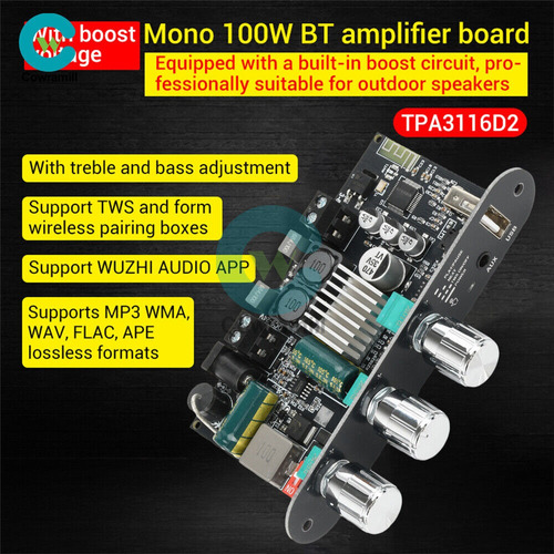 Amplificador Mono Bluetooth 100w Rms Zk-1001u Preto 100 W