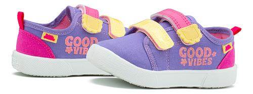 Tenis Bubble Gummers Turron Para Niñas Velcro Lila/fiusha