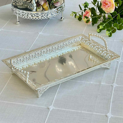 Bandeja Rectangular Decorativa Al 6cm X L 39cm X An 24cm