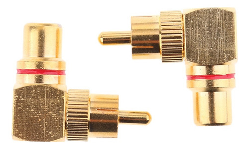 . 2 Adaptadores Rca De Ángulo Recto Macho A Hembra De 90