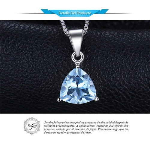 Imagen 5 de 10 de Collar Azul Topacio Plata 925 Mujer + Cadena + Caja Fina