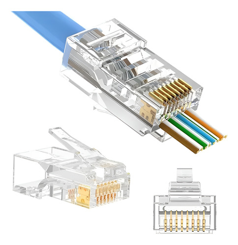 Conector Rj45 Cat6 Pass Thru 100 Uni.