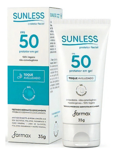 Protetor Solar Facial Sunless Gel Translúcido Fps 50 35g