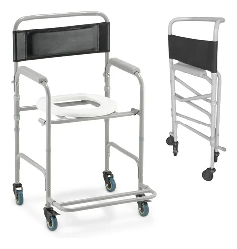 Cadeira De Banho Dobrável Higiênica Rodas Sanitária Idoso