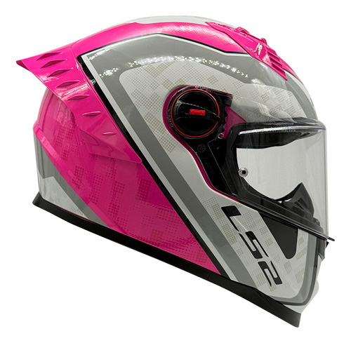 Casco Moto Integral Ls2 Ff816 Strike Rosa Gris Brillante/ Qr