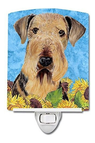 Carolines Treasures Airedale En Luz De Noche De Flores De Ve