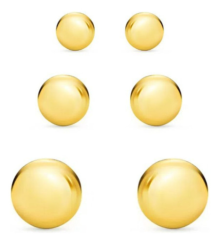 Brincos Bolas De Ouro Para 1 2 E 3 Furo